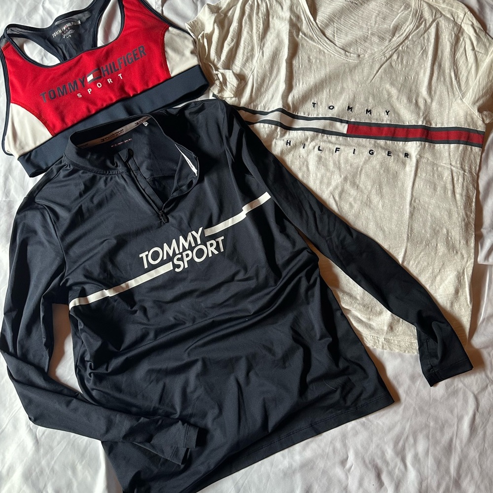 Tommy Hilfiger Women's Black and Red Tops